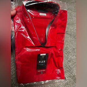 New In package Van Huesen Men's flex Tomato Red Dress Shirt 18.5 34/35 Big Fit